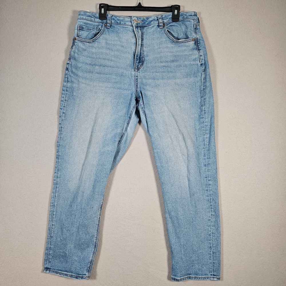 American Eagle Mom Jeans womens Size 16 Blue High Waisted Stretch Denim